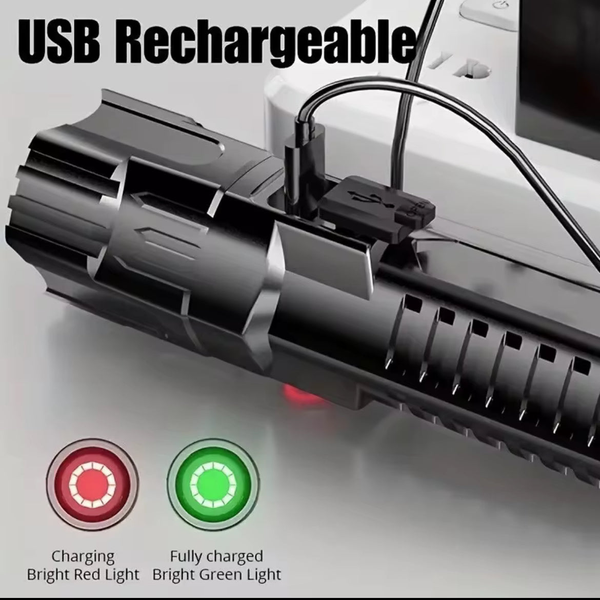 High-Power USB Rechargeable Tactical Flashlight – ID-Ready