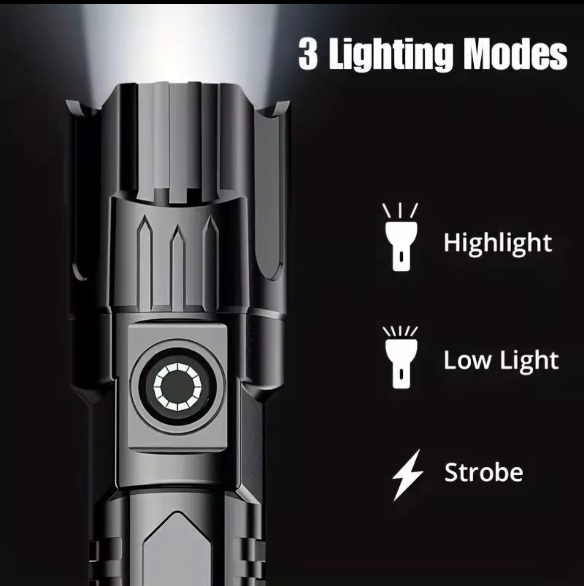 High-Power USB Rechargeable Tactical Flashlight – ID-Ready