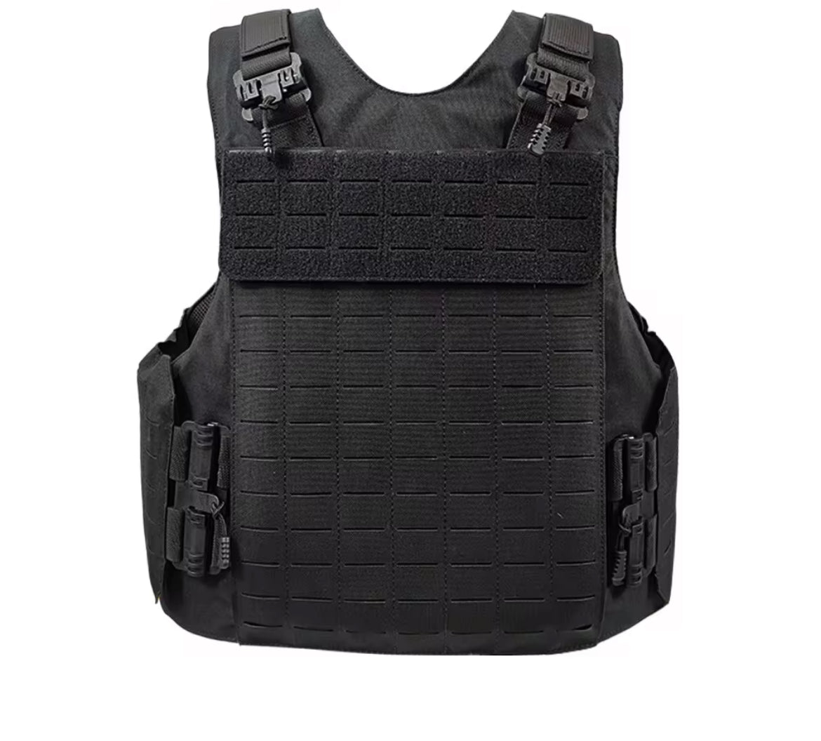 Elite Laser-Cut Tactical Plate Carrier Vest – Black