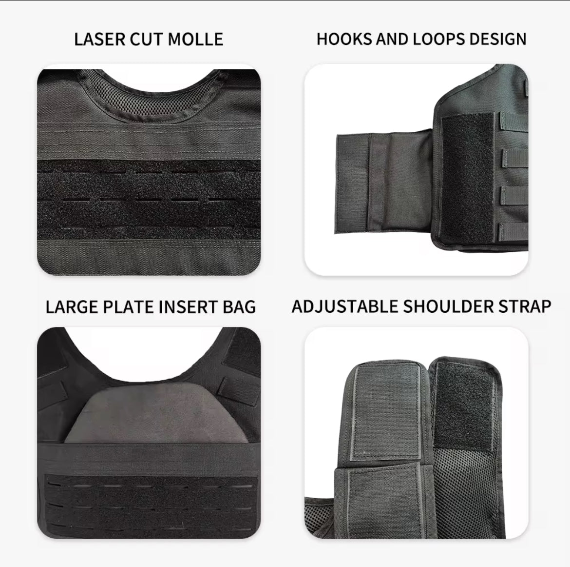 Sturdy Tactical Plate Carrier Vest – Laser-Cut MOLLE, Adjustable Cummerbund (XXXL)